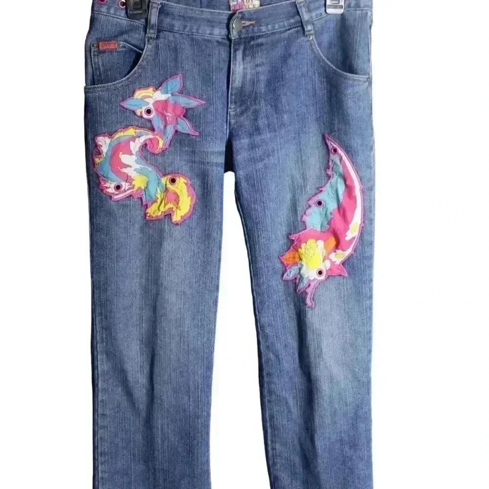 Lady Enyce Medium Wash Size 27 Patches Y2K
